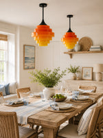 Load image into Gallery viewer, Sanenos Gradient Glass Pendant Light - Retro Geometric Design with Adjustable Downrod