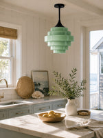 Load image into Gallery viewer, Sanenos Gradient Glass Pendant Light - Retro Geometric Design with Adjustable Downrod