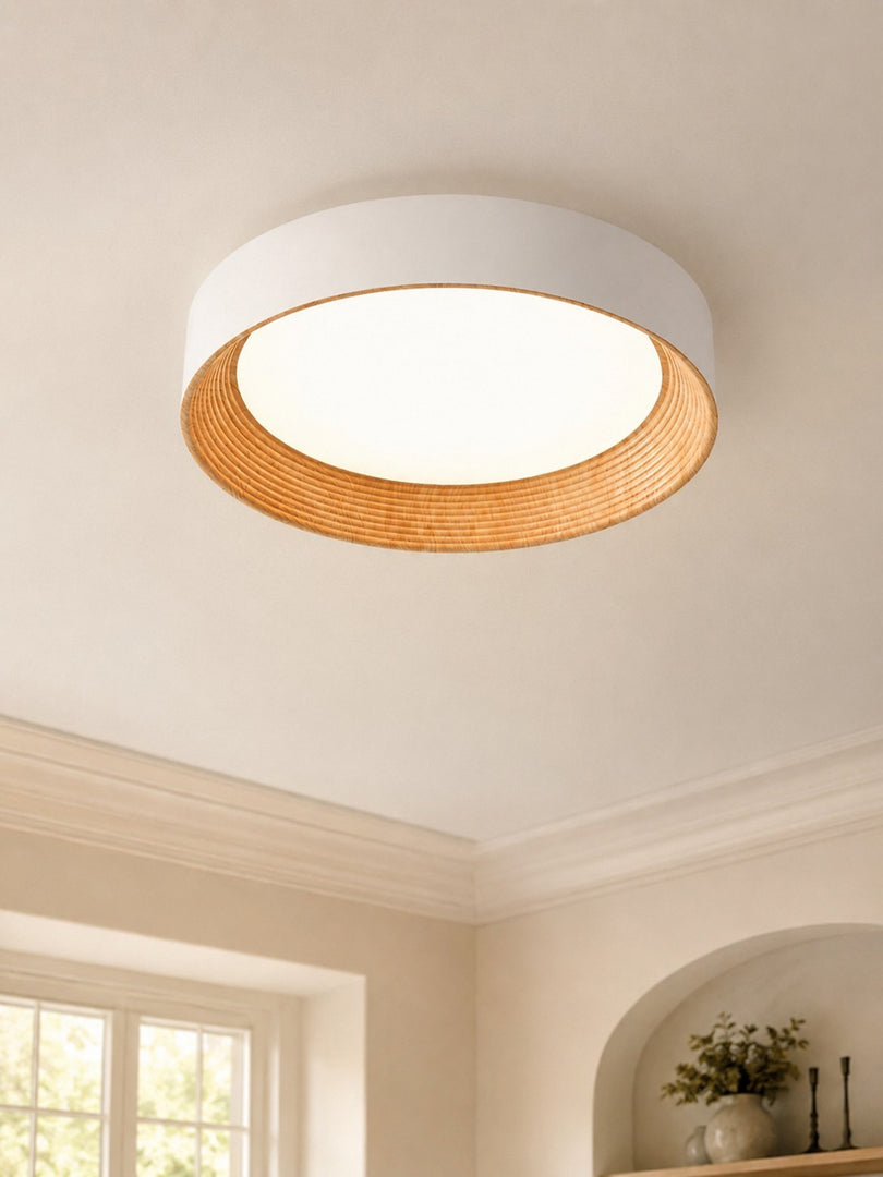 Plafonnier rond minimaliste Crelina - Luminaire fin et discret, idéal pour les chambres ou les appartements