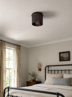 Load image into Gallery viewer, Velara Vintage Industrial Flush Mount Ceiling Light - Rustic Black Metal Design Perfect for Bedroom or Dining Room