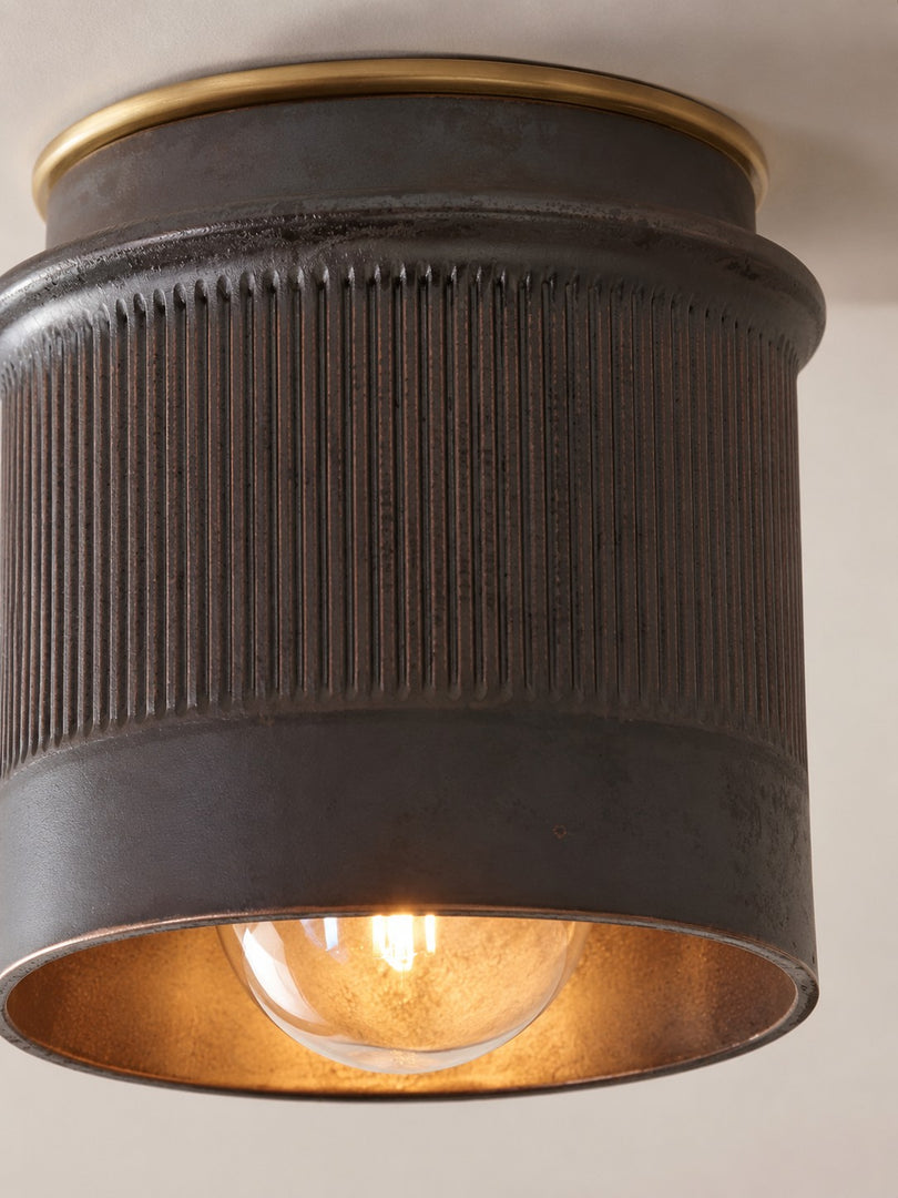 Velara Vintage Industrial Flush Mount Ceiling Light - Rustic Black Metal Design Perfect for Bedroom or Dining Room