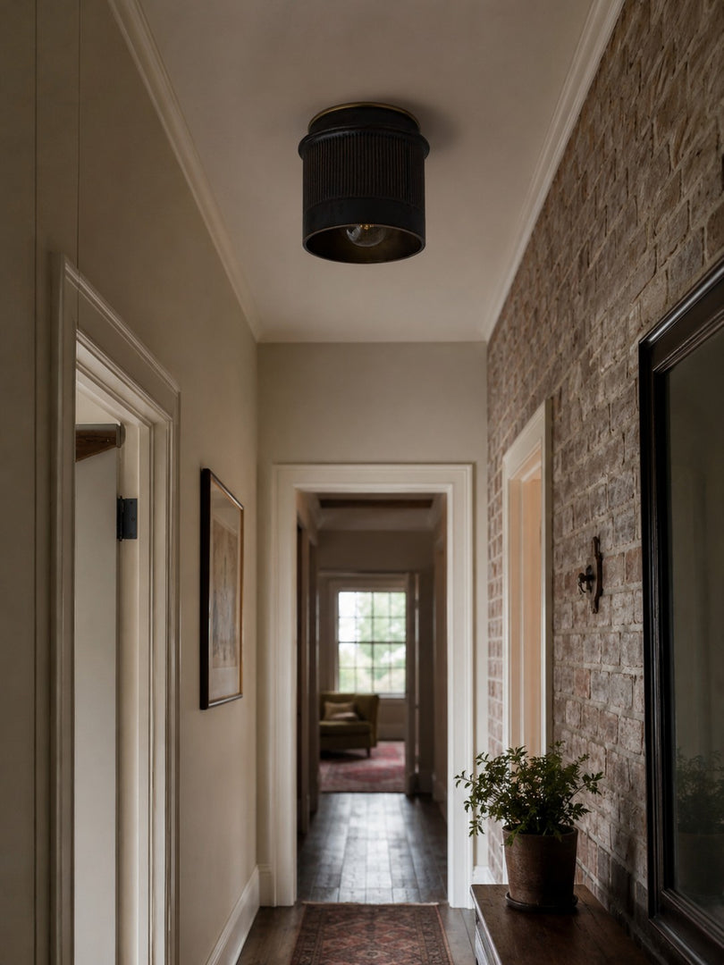 Velara Vintage Industrial Flush Mount Ceiling Light - Rustic Black Metal Design Perfect for Bedroom or Dining Room