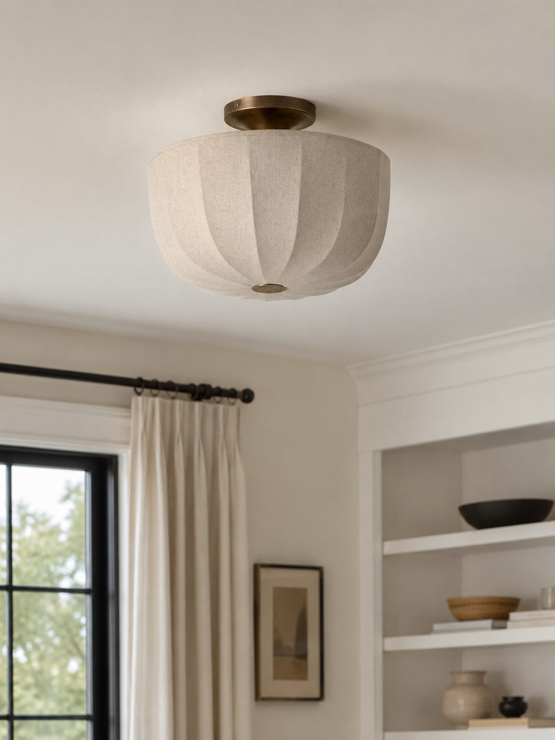 Loomis Satin Leinen Einbau-Pendelleuchte – Deckenleuchte im zeitgenössischen Stil für Wohnzimmer und Eingangsbereiche