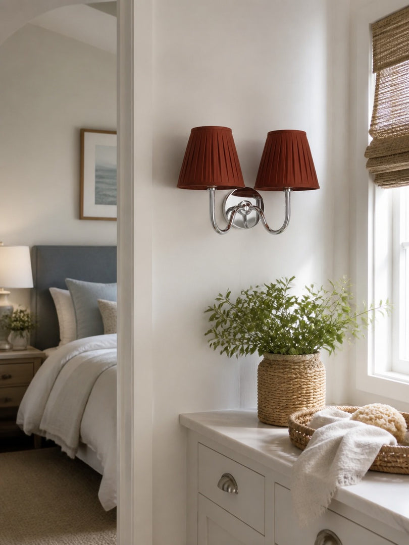 Applique murale en tissu Luvora avec abat-jour tambour - Applique plissée classique