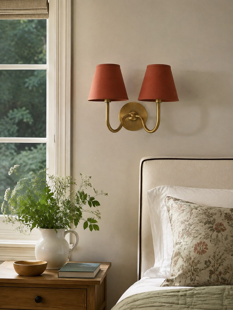 Applique murale en tissu Luvora avec abat-jour tambour - Applique plissée classique