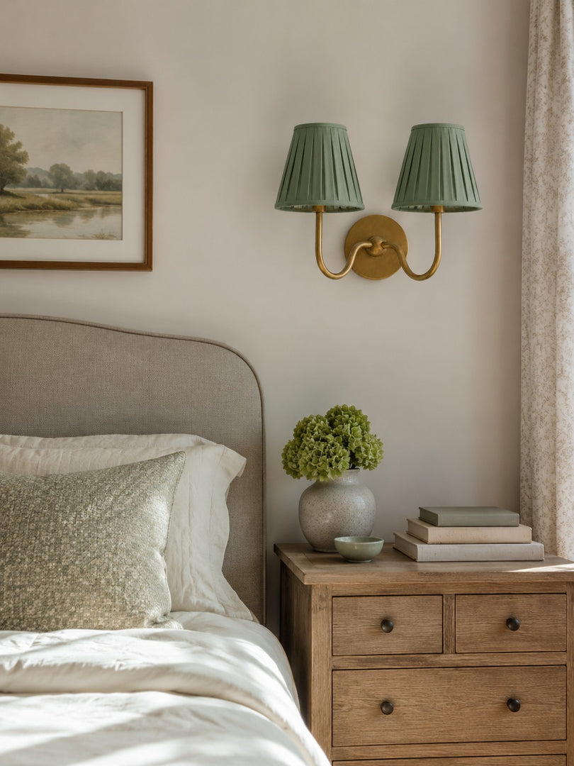 Applique murale en tissu Luvora avec abat-jour tambour - Applique plissée classique