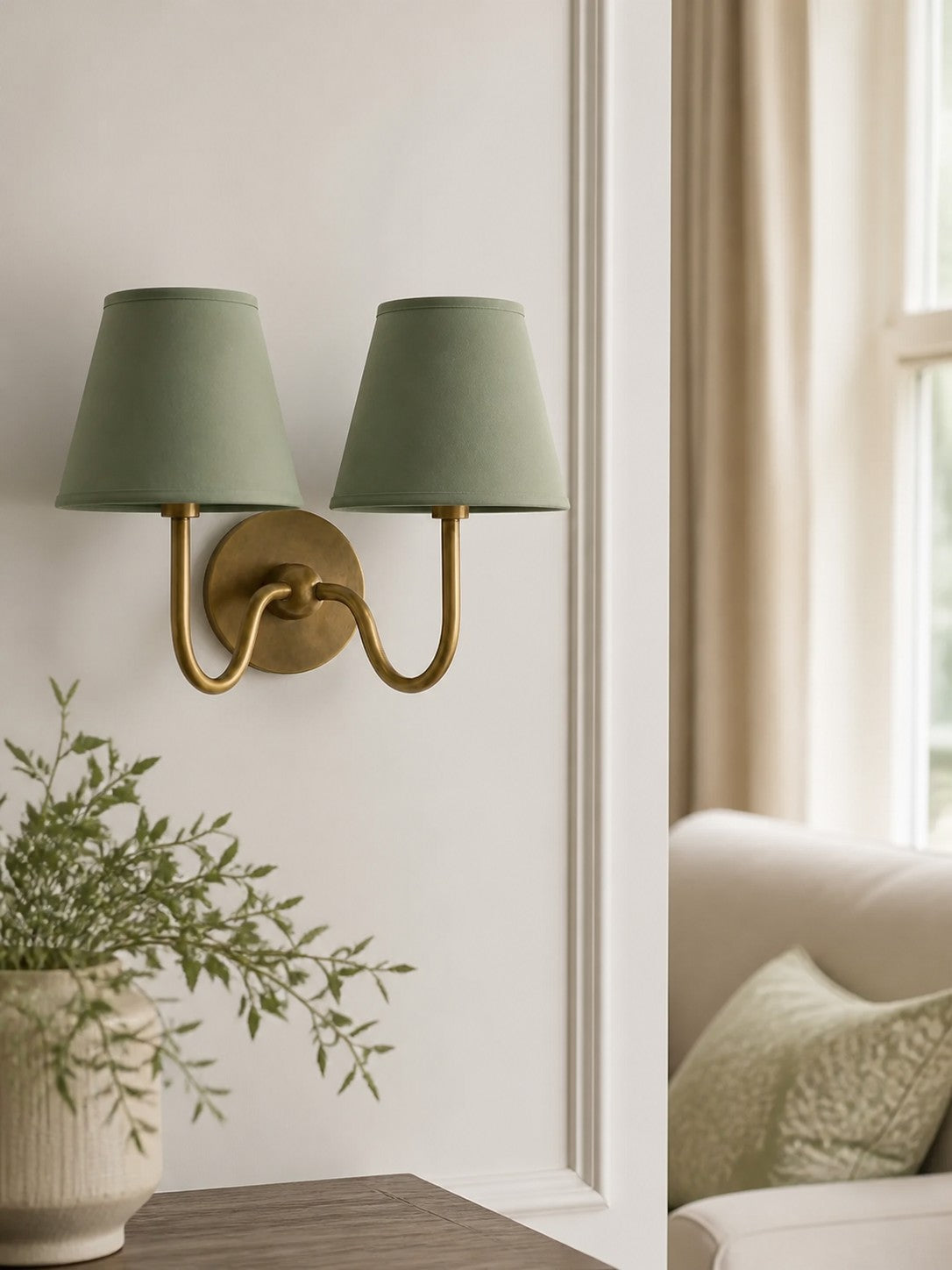 Aplique de pared Luvora con pantalla de tela y pantalla de tambor - Aplique plisado clásico