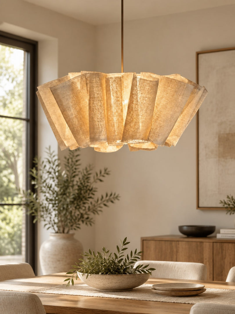 Oslan Modern Nordic Pleated Fabric Pendant Light for Dining Room