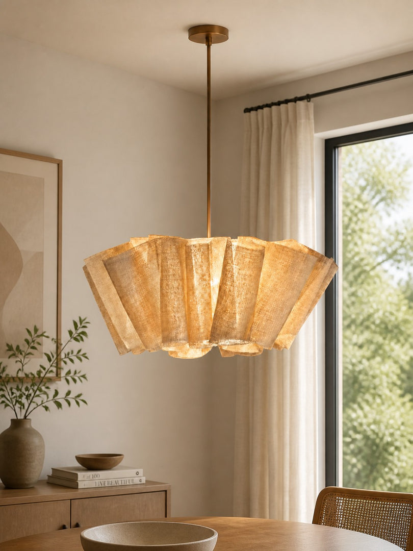 Oslan Modern Nordic Pleated Fabric Pendant Light for Dining Room