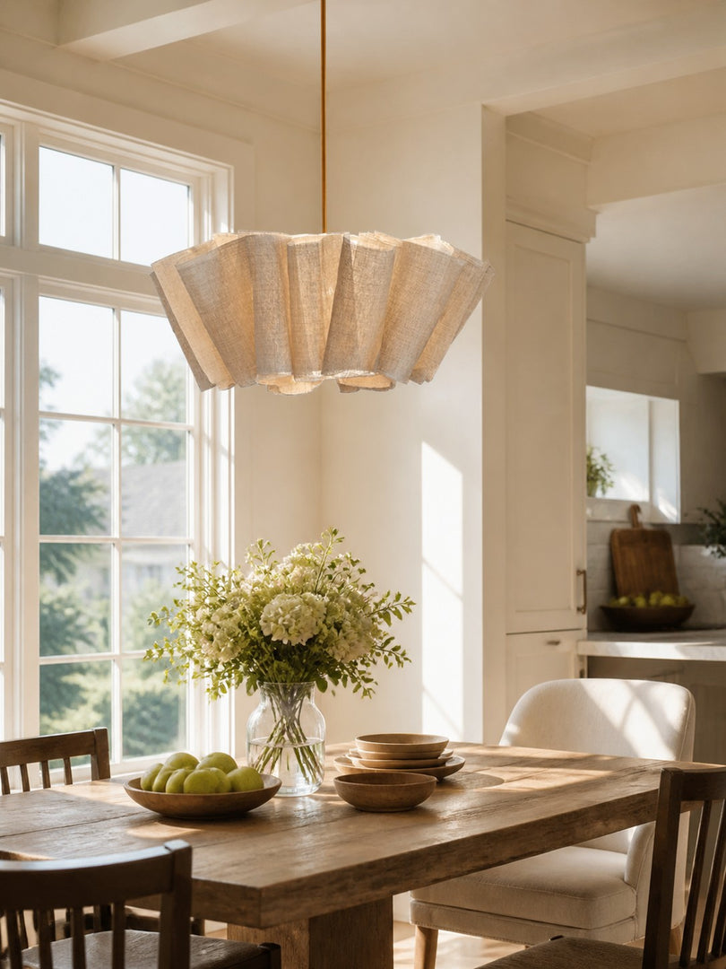 Oslan Modern Nordic Pleated Fabric Pendant Light for Dining Room