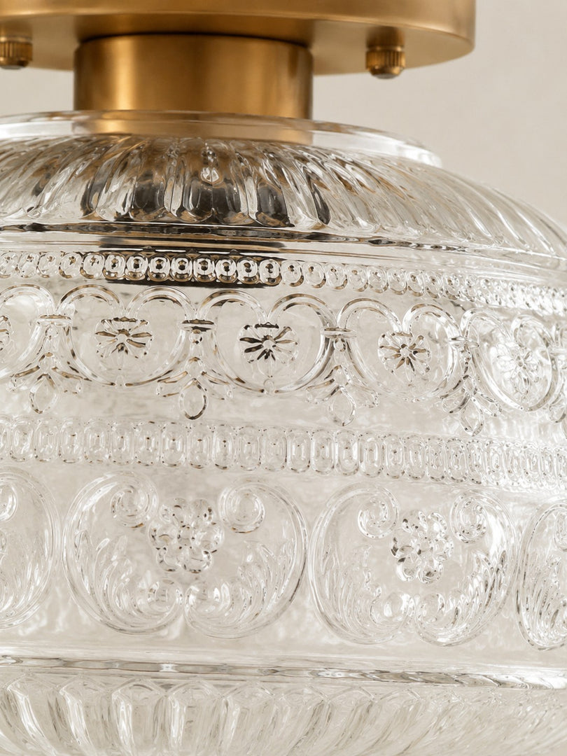Plafonnier globe en verre vintage - Semi-encastré texturé pour toutes les pièces