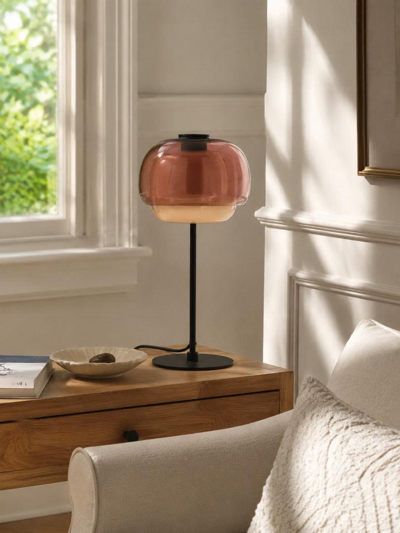 Lampe de table champignon en verre moderne du milieu du siècle Clinco – Lampe de table en verre à double couche pour tables de chevet et buffets