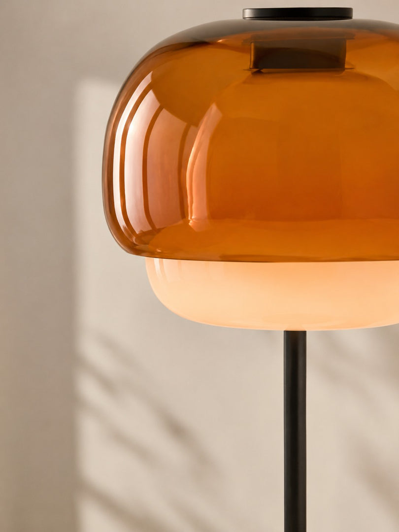 Lampe de table champignon en verre moderne du milieu du siècle Clinco – Lampe de table en verre à double couche pour tables de chevet et buffets