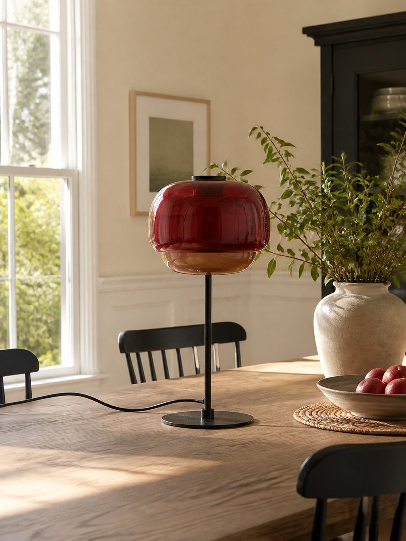Lampe de table champignon en verre moderne du milieu du siècle Clinco – Lampe de table en verre à double couche pour tables de chevet et buffets