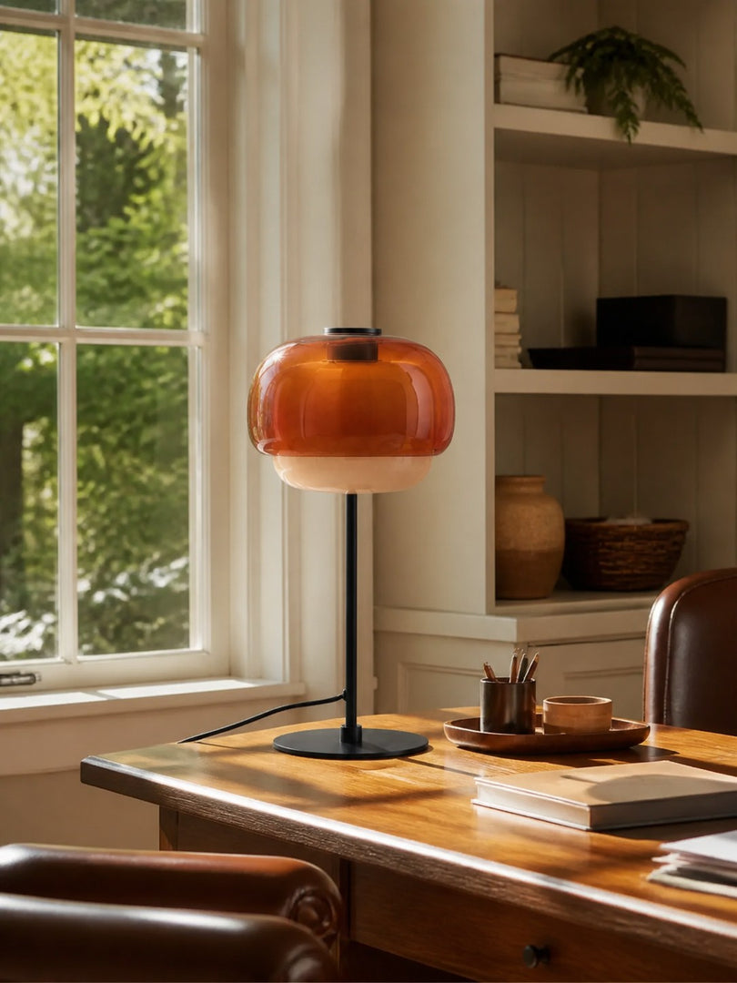 Lampe de table champignon en verre moderne du milieu du siècle Clinco – Lampe de table en verre à double couche pour tables de chevet et buffets