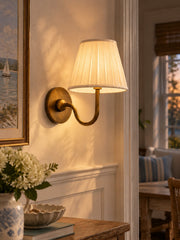 Luvora Fabric Shade Wall Sconce with Drum Shade - Classic Pleated Sconce Light