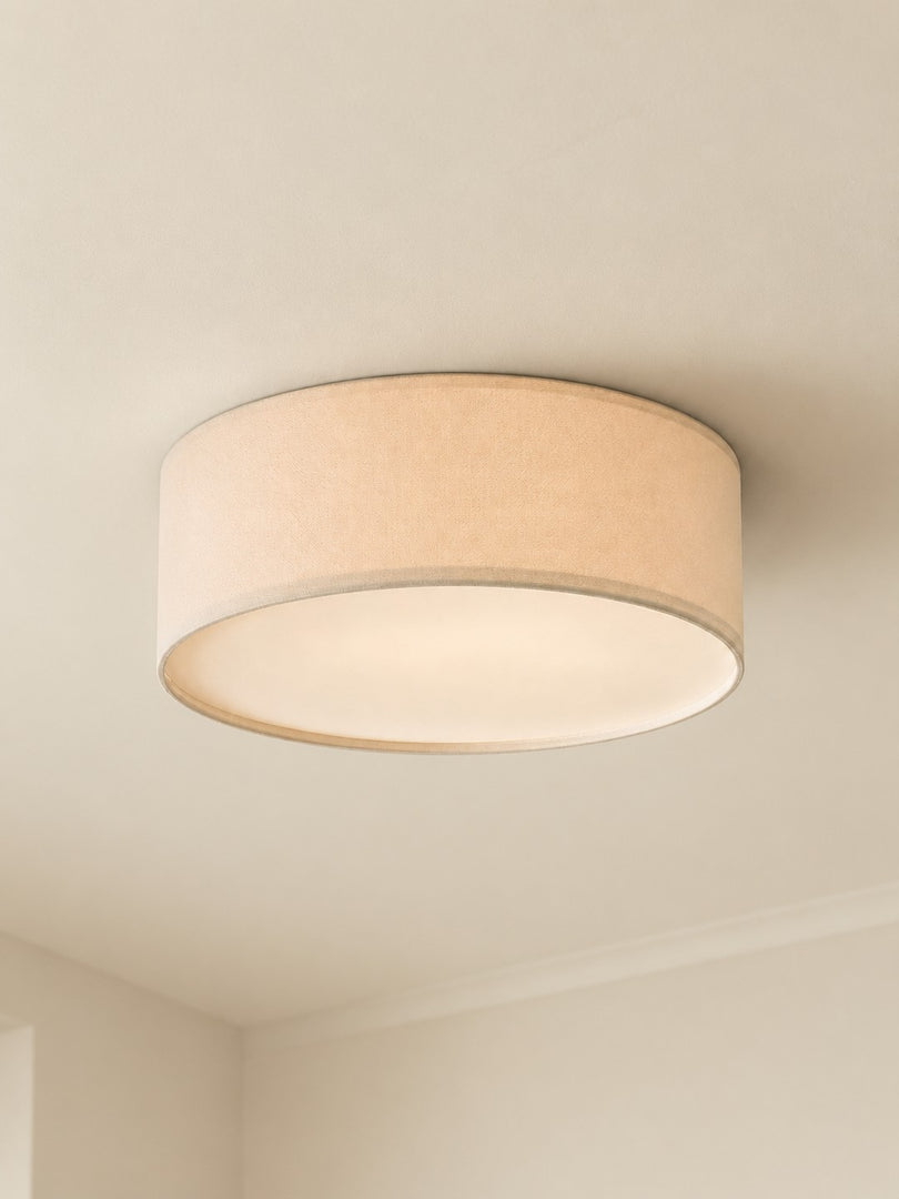 Dumora Drum Flush Mount Ceiling Light - Linen Shade Modern Elegance