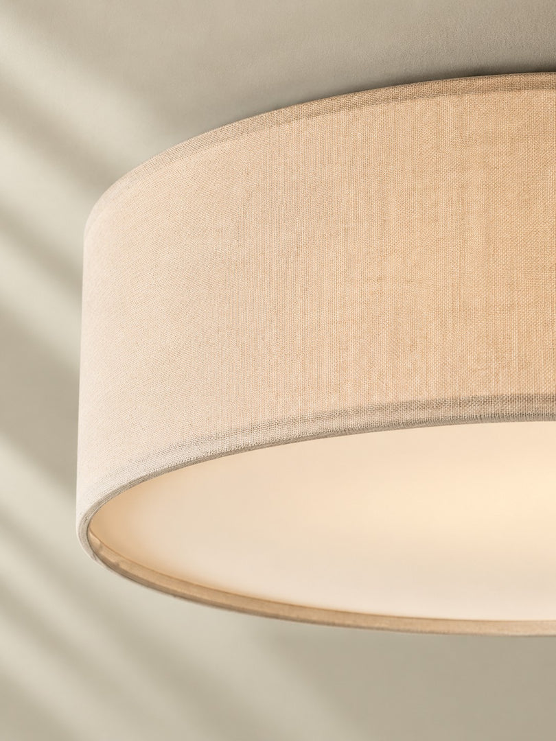 Dumora Drum Flush Mount Ceiling Light - Linen Shade Modern Elegance