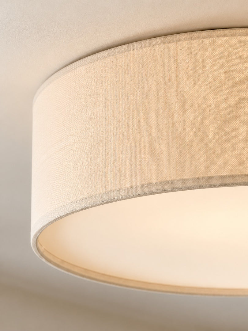 Dumora Drum Flush Mount Ceiling Light - Linen Shade Modern Elegance