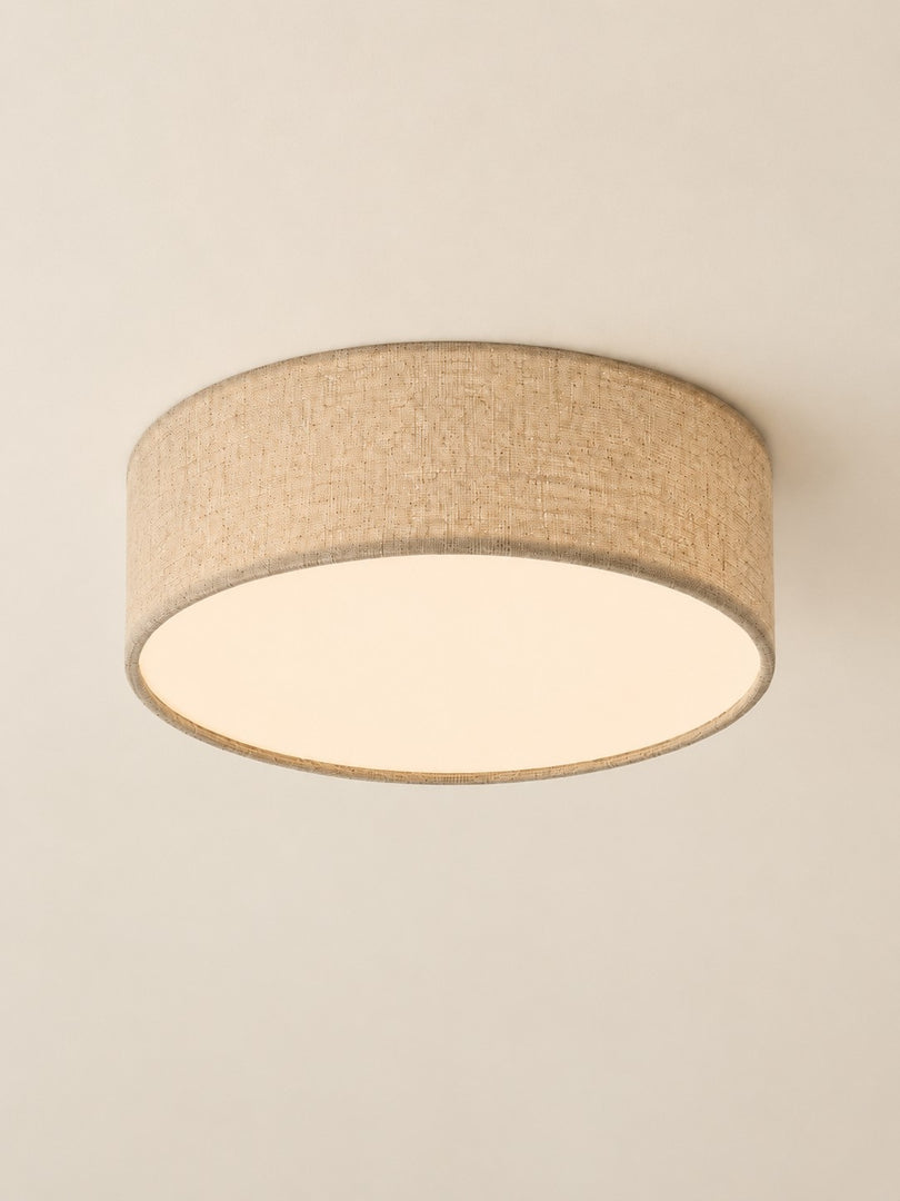 Dumora Drum Flush Mount Ceiling Light - Linen Shade Modern Elegance