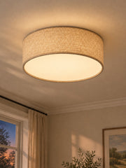 Dumora Drum Flush Mount Ceiling Light - Linen Shade Modern Elegance