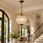 Load image into Gallery viewer, Luxurious Vintage Crystal Globe Chandelier with Antique Brass Finish
