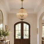 Load image into Gallery viewer, Luxurious Vintage Crystal Globe Chandelier with Antique Brass Finish