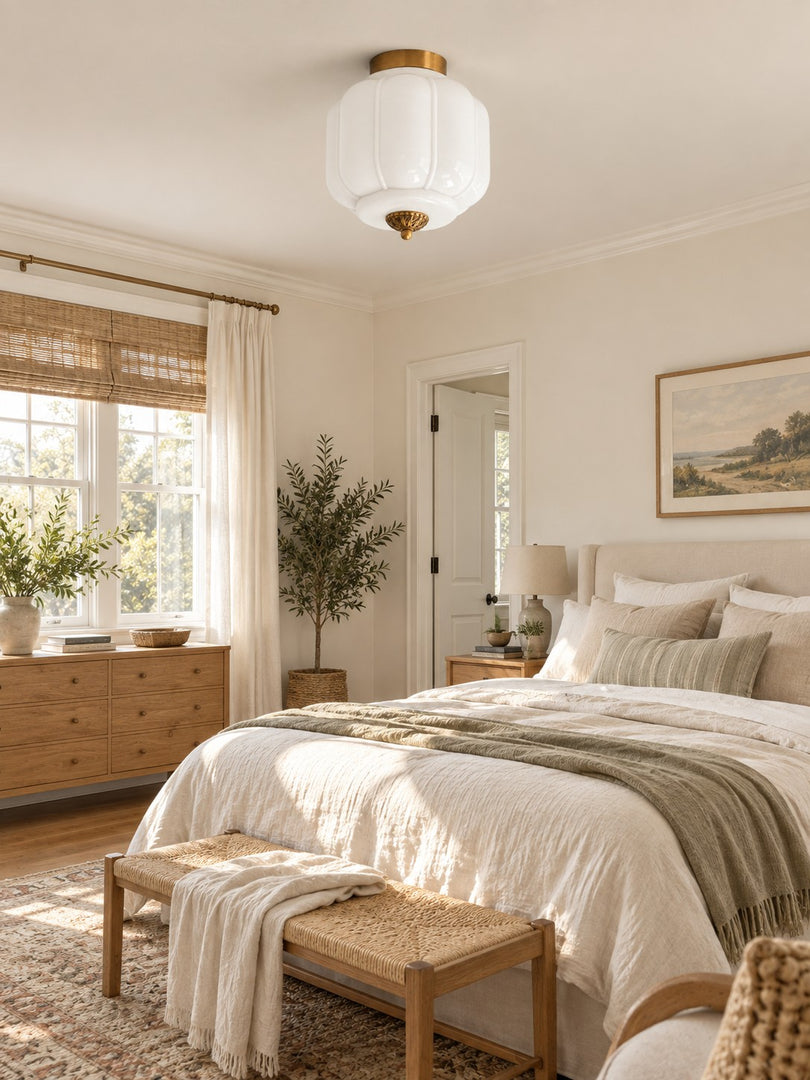 Eloise Flush Mount Milk Glass Ceiling Light – Modern Accent Lighting with Artistic Glass Shade