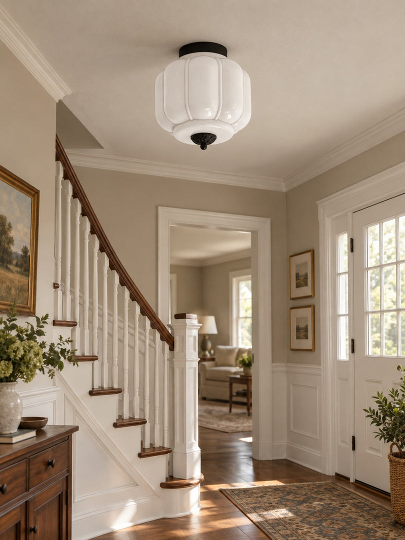 Eloise Flush Mount Milk Glass Ceiling Light – Modern Accent Lighting with Artistic Glass Shade