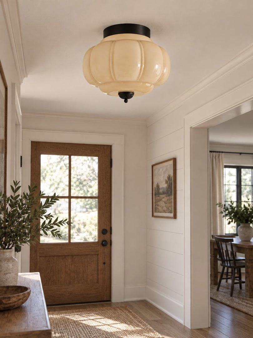 Eloise Flush Mount Milk Glass Ceiling Light – Modern Accent Lighting with Artistic Glass Shade