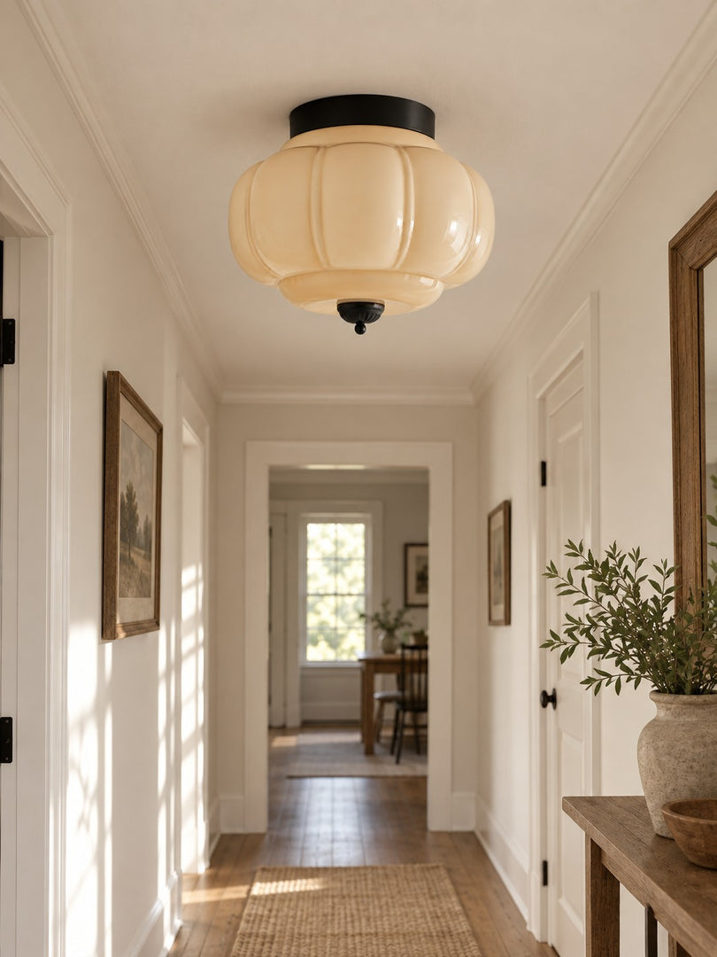 Eloise Flush Mount Milk Glass Ceiling Light – Modern Accent Lighting with Artistic Glass Shade