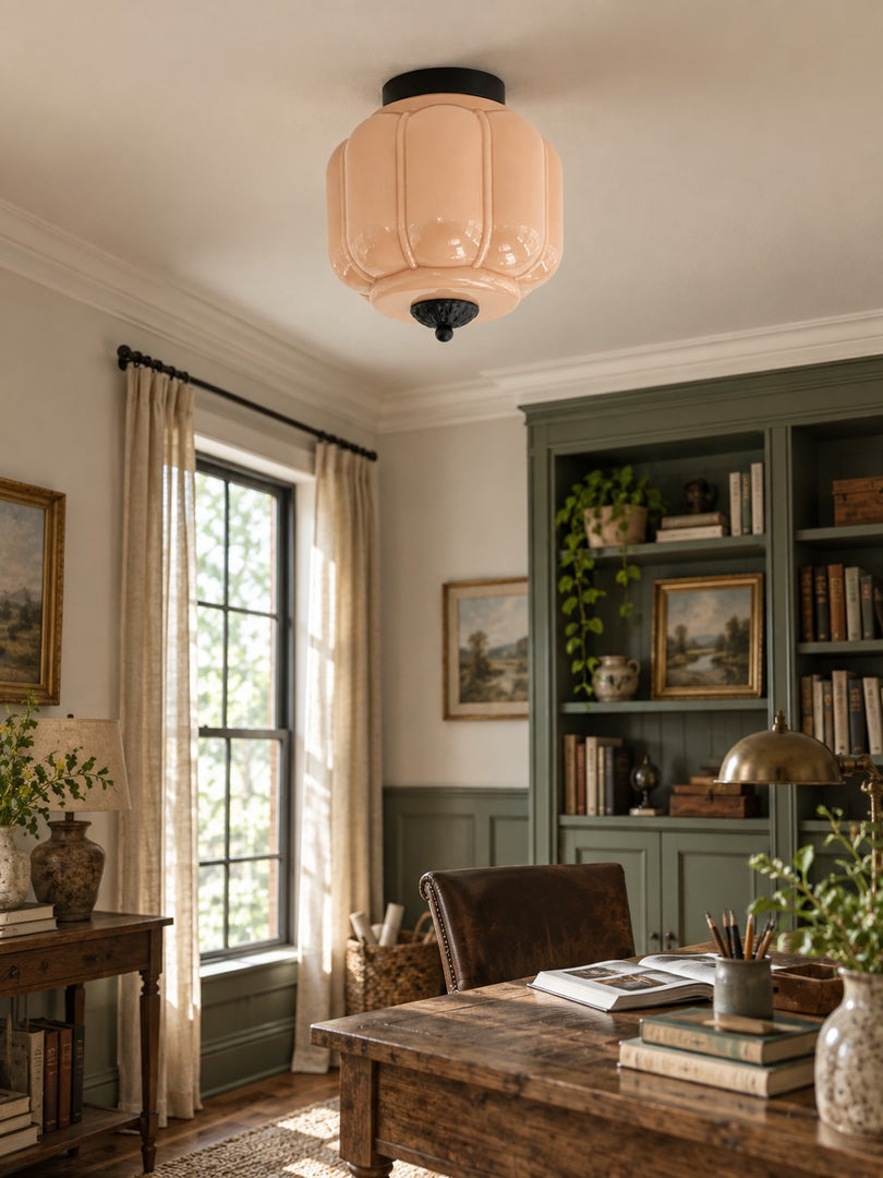 Eloise Flush Mount Milk Glass Ceiling Light – Modern Accent Lighting with Artistic Glass Shade
