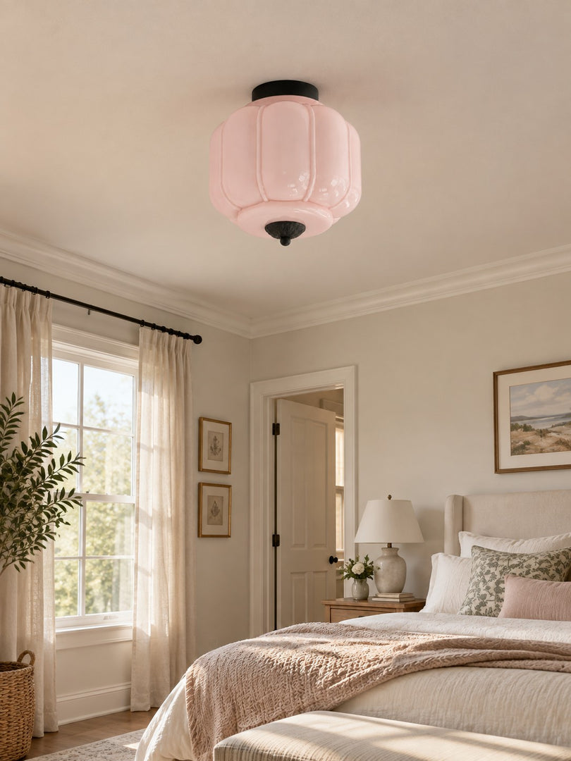 Eloise Flush Mount Milk Glass Ceiling Light – Modern Accent Lighting with Artistic Glass Shade