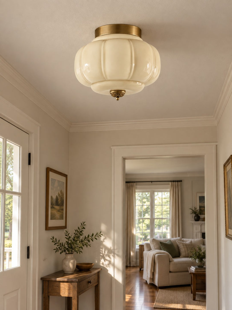 Eloise Flush Mount Milk Glass Ceiling Light – Modern Accent Lighting with Artistic Glass Shade