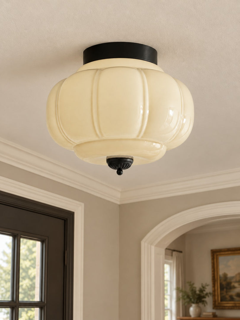 Eloise Flush Mount Milk Glass Ceiling Light – Modern Accent Lighting with Artistic Glass Shade