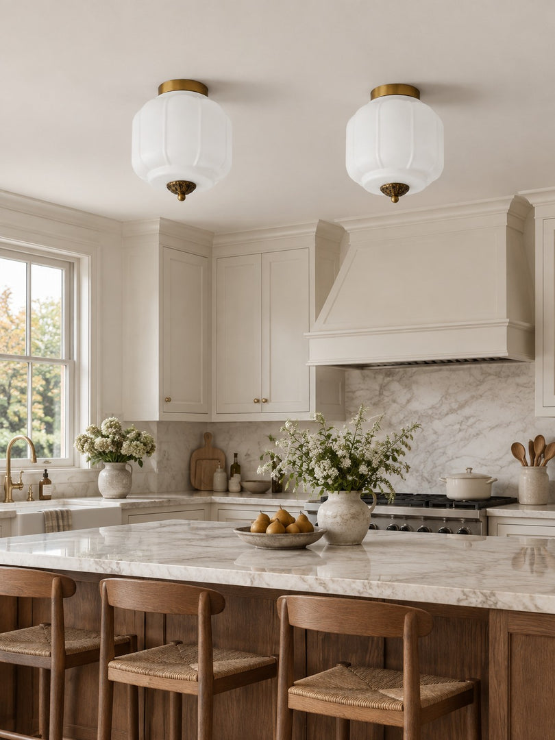 Eloise Flush Mount Milk Glass Ceiling Light – Modern Accent Lighting with Artistic Glass Shade