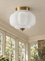 Load image into Gallery viewer, Eloise Flush Mount Milk Glass Ceiling Light – Modern Accent Lighting with Artistic Glass Shade
