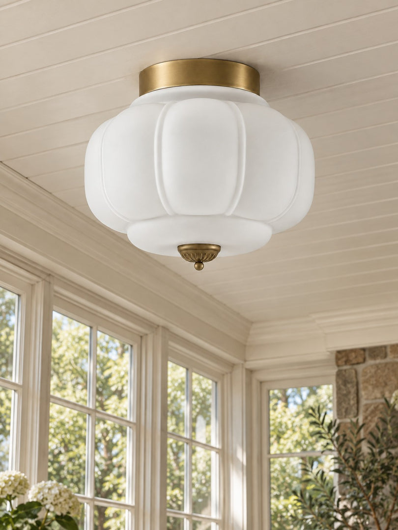 Eloise Flush Mount Milk Glass Ceiling Light – Modern Accent Lighting with Artistic Glass Shade