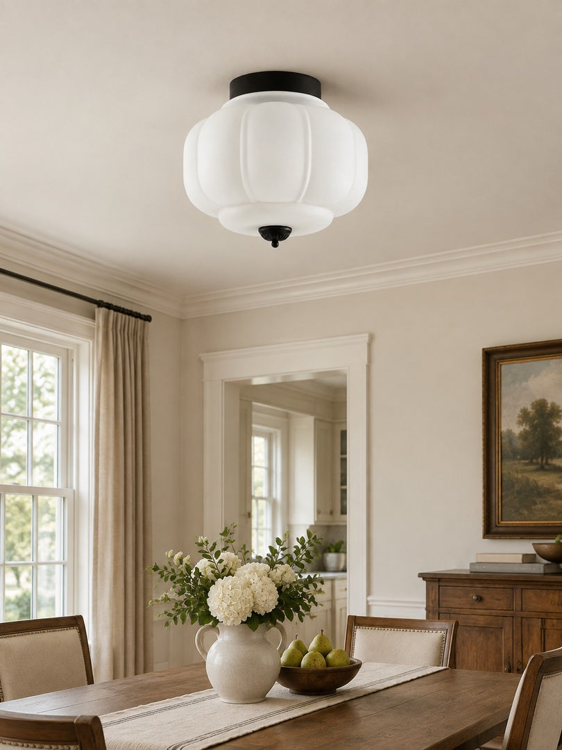 Eloise Flush Mount Milk Glass Ceiling Light – Modern Accent Lighting with Artistic Glass Shade