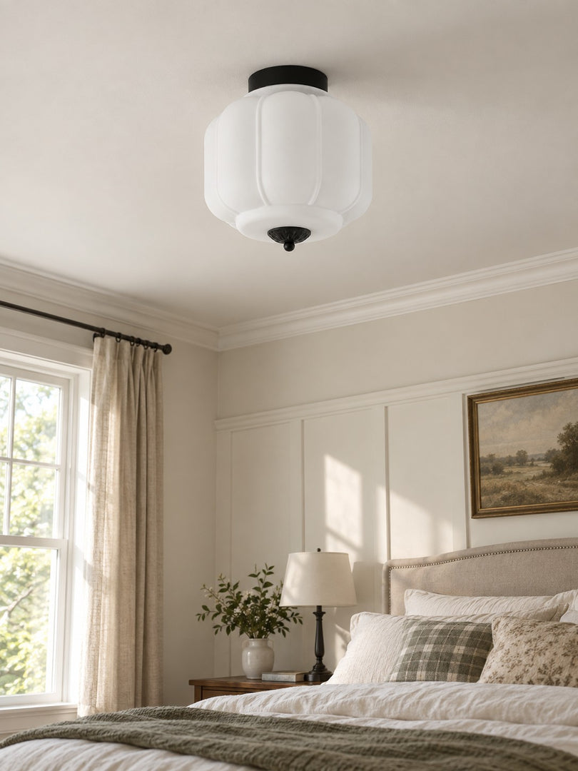 Eloise Flush Mount Milk Glass Ceiling Light – Modern Accent Lighting with Artistic Glass Shade
