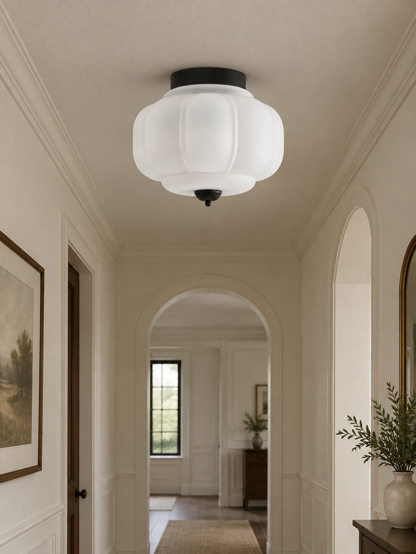 Eloise Flush Mount Milk Glass Ceiling Light – Modern Accent Lighting with Artistic Glass Shade