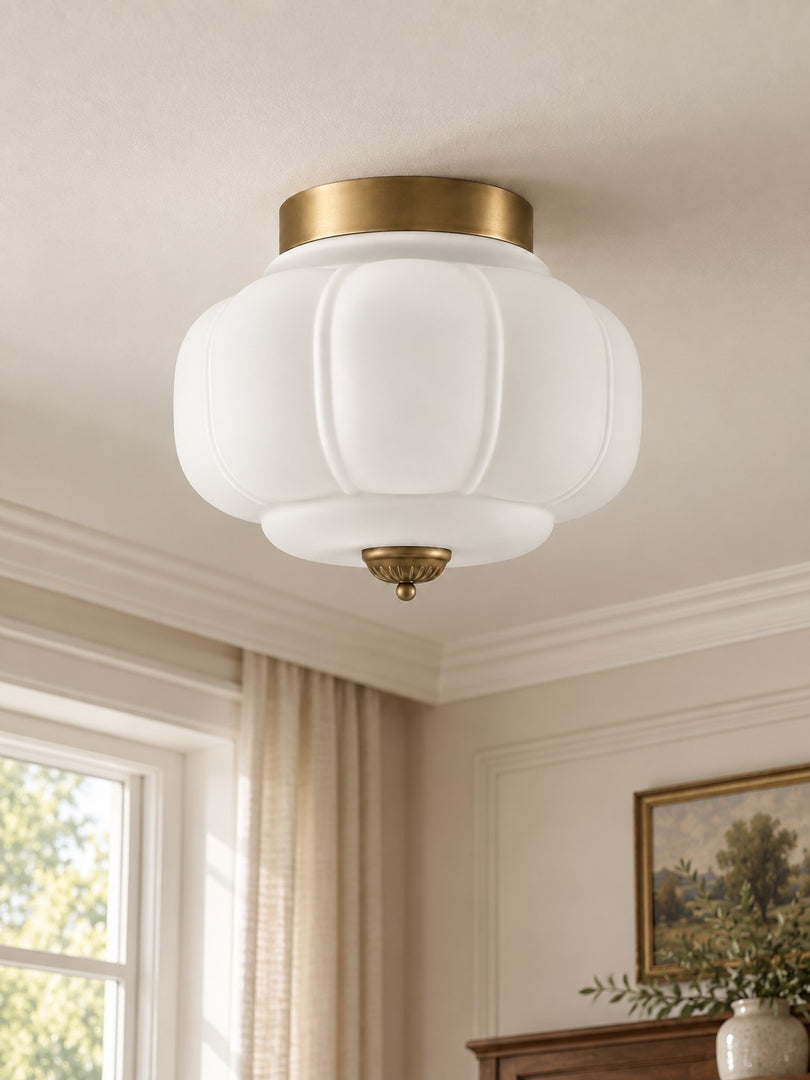 Eloise Flush Mount Milk Glass Ceiling Light – Modern Accent Lighting with Artistic Glass Shade