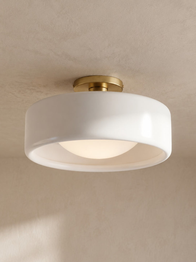Cerova Porcelain Flush Mount Ceiling Light – Modern Low-Profile Fixture