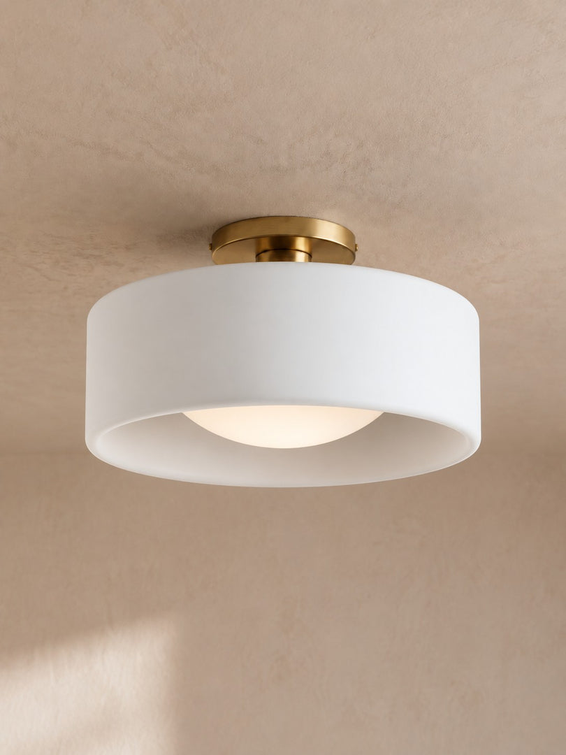 Cerova Porcelain Flush Mount Ceiling Light – Modern Low-Profile Fixture