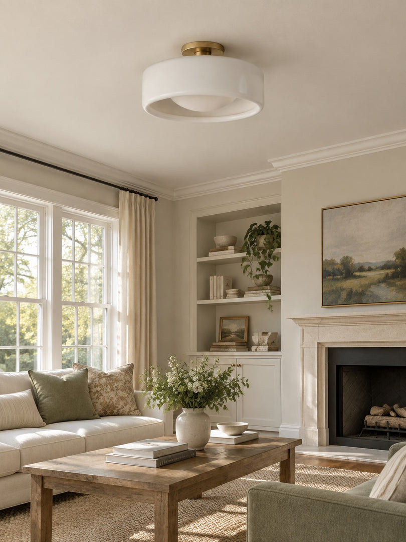 Cerova Porcelain Flush Mount Ceiling Light – Modern Low-Profile Fixture