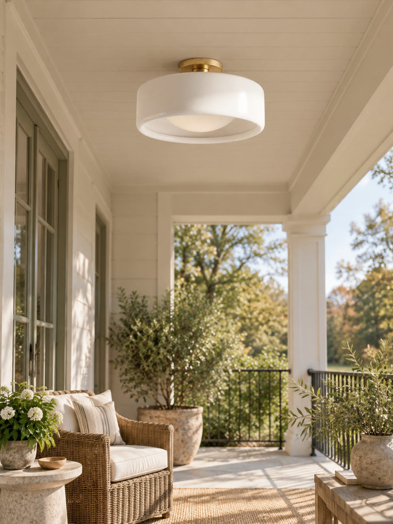 Cerova Porcelain Flush Mount Ceiling Light – Modern Low-Profile Fixture