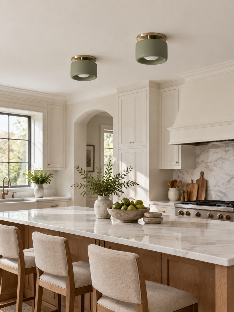 Cerova Porcelain Flush Mount Ceiling Light – Modern Low-Profile Fixture