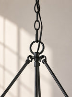 Cargar imagen en el visor de la Galería, Lámpara colgante Velara redonda de tambor negro: estilo industrial vintage para comedor o sala de estar. 