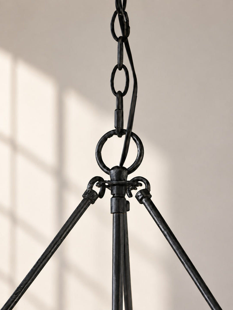 Lámpara colgante Velara redonda de tambor negro: estilo industrial vintage para comedor o sala de estar. 