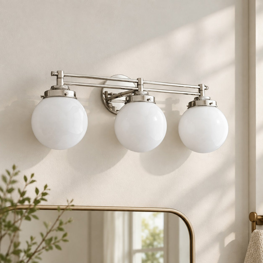 Glorica Glass Modern 3 Light Globe Vanity Wall Light for Bathroom